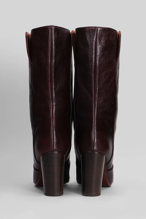 Exis High Heels Ankle Boots In Bordeaux Leather - Image 4