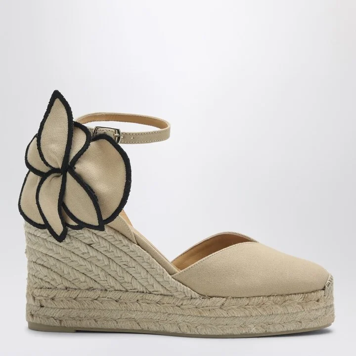 Expadrillas Coco 105 sand color with flower