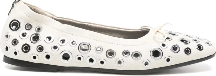 Eyelet-Detail Ballet Flats