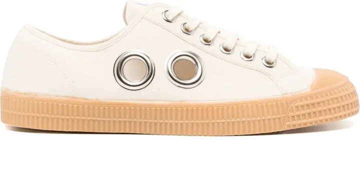 Eyelet-Detail Cotton Sneakers