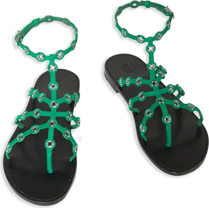 Eyelet-Detail Flat Sandals - Image 2