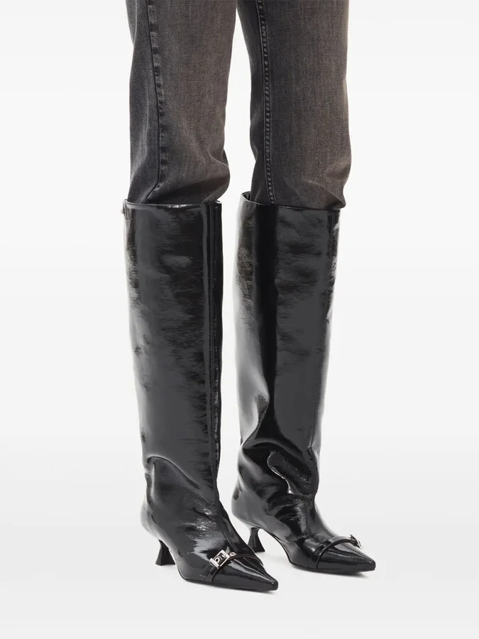 Eyelet-Detail Slouchy Knee-High Boots - Image 4