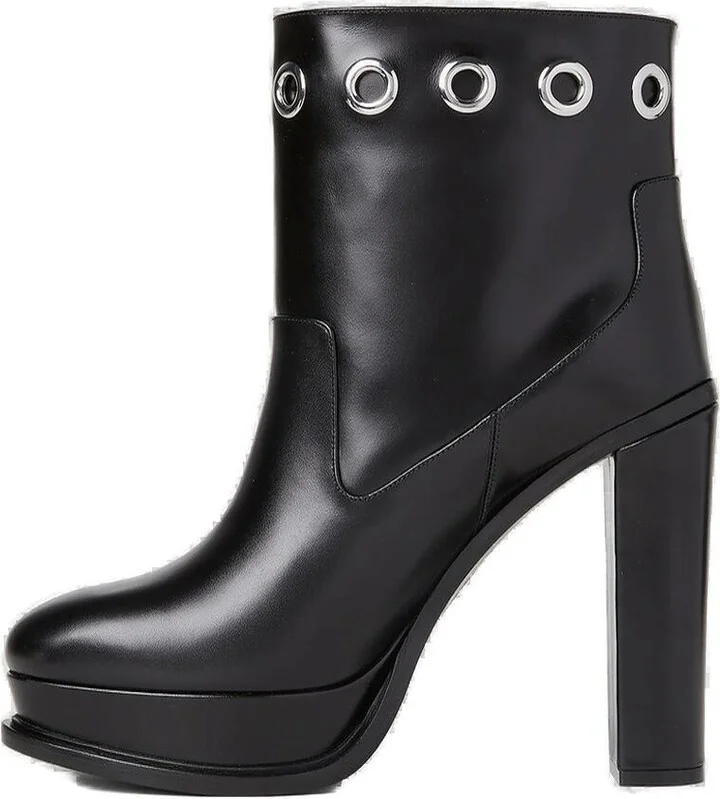 Eyelet Detailed Platform Boots - Image 2