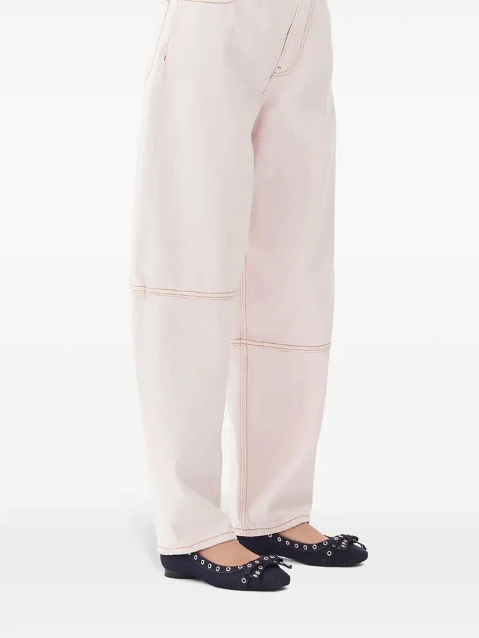 Eyelet Detailing Denim Ballerina Shoes - Image 4