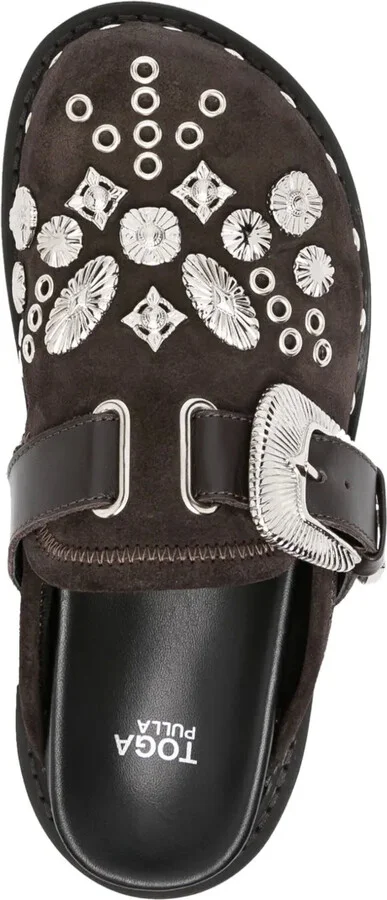 Eyelet-Detailing Leather Mules - Image 4
