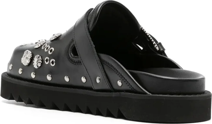 Eyelet-Detailing Leather Slides - Image 3