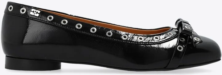 Eyelet Embellished Ballet Flats