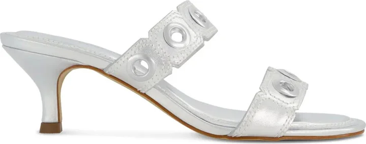 Eyelet-Embellished Heeled Sandals