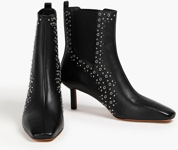 Eyelet-embellished leather ankle boots - Image 2