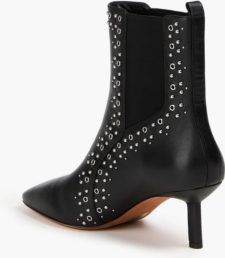 Eyelet-embellished leather ankle boots - Image 3