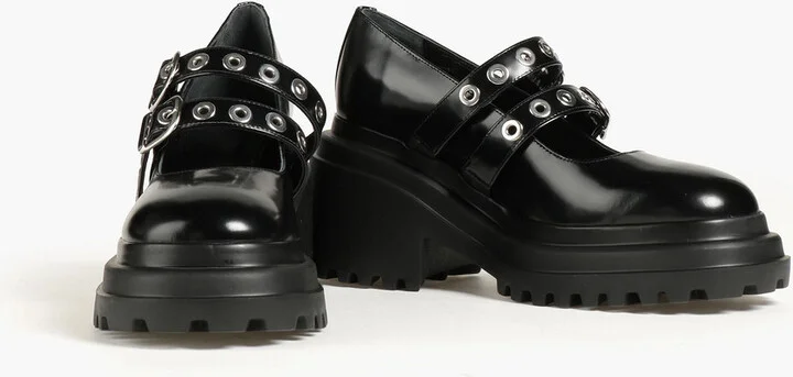 Eyelet-embellished leather Mary Jane pumps - Image 2