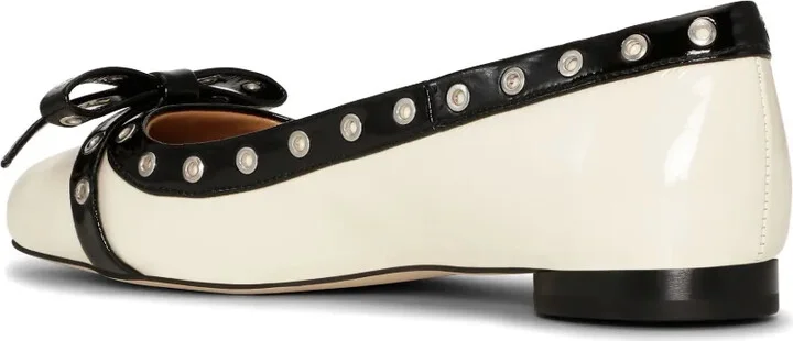 Eyelet-Embellishment Bow-Detail Ballet Flats - Image 3