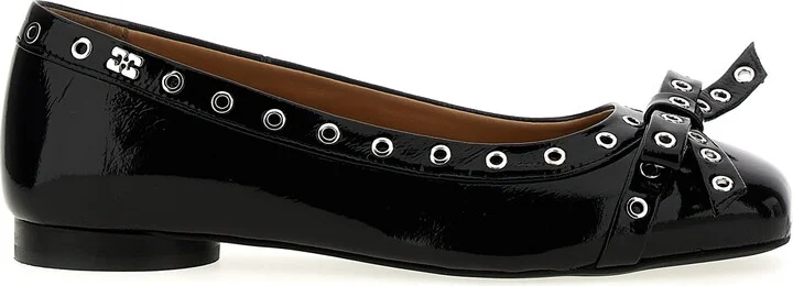 'eyelets Bow' Ballet Flats