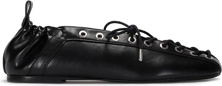 Eyelets Lace Up Ballerina Crinkle Oleatex