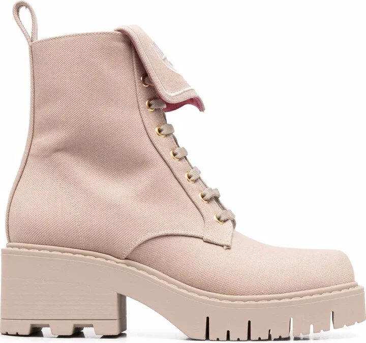 Eyelike-embroidered denim boots
