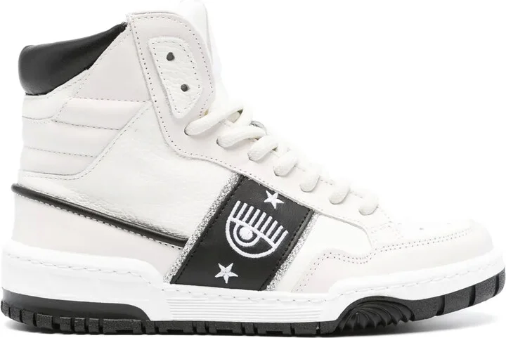 Eyelike-embroidered leather sneakers