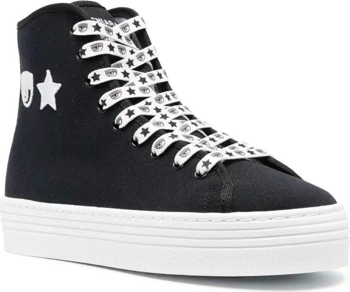 Eyelike-motif lace-up sneakers - Image 2