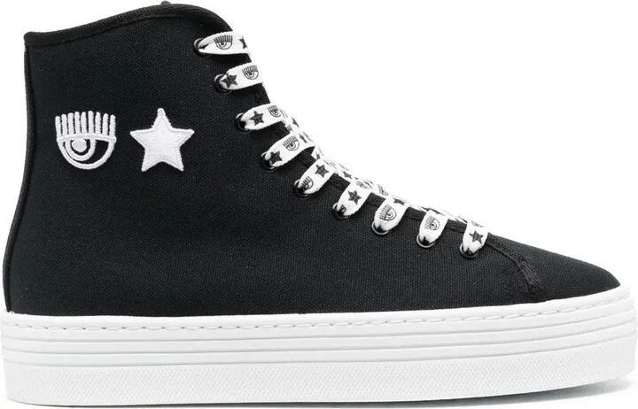 Eyelike-motif lace-up sneakers