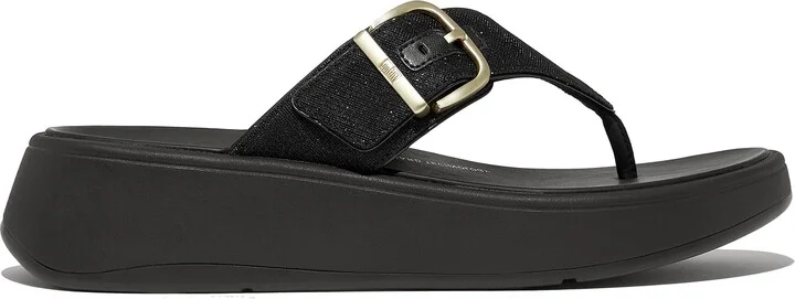 F-Mode Buckle Shimmerlux Platform Wedge Flip Flop - Image 2