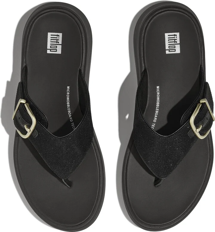 F-Mode Buckle Shimmerlux Platform Wedge Flip Flop - Image 3