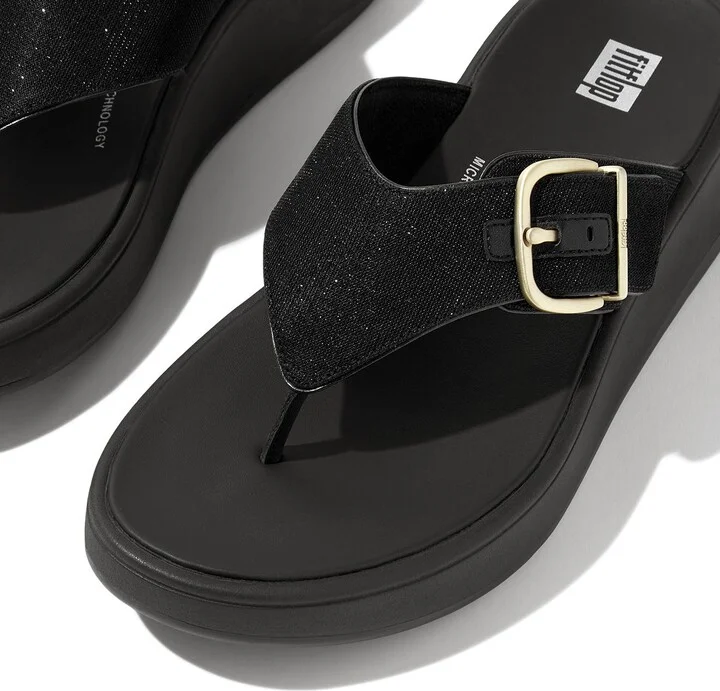 F-Mode Buckle Shimmerlux Platform Wedge Flip Flop - Image 5