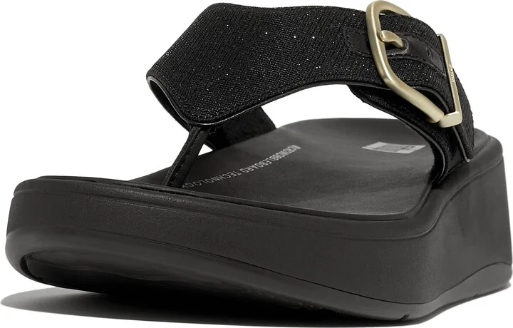 F-Mode Buckle Shimmerlux Platform Wedge Flip Flop - Image 6