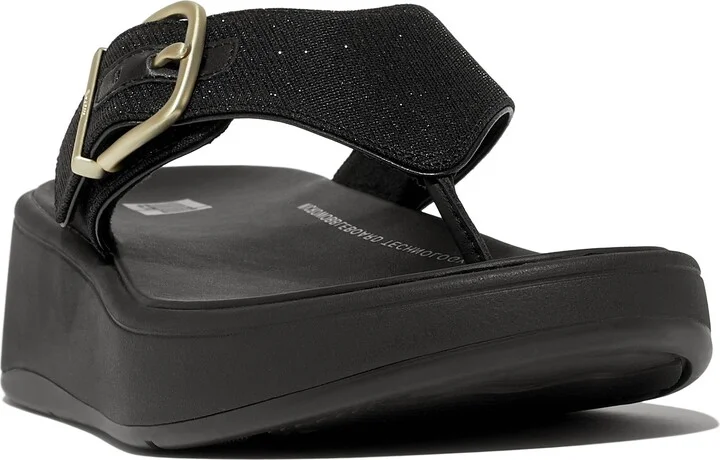 F-Mode Buckle Shimmerlux Platform Wedge Flip Flop