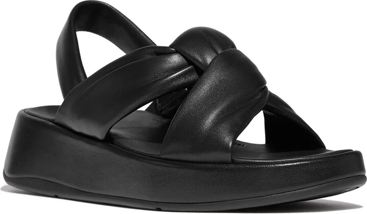 F-Mode Knot Slingback Platform Wedge Sandal