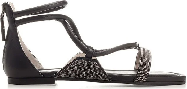 Fabiana Filippi Ankle Strap Bead Embellished Sandals