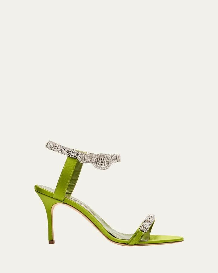 Fabio Satin Crystal Buckle Sandals