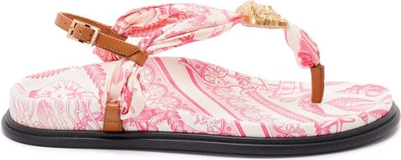 Fabric And Calf Leather Sandals