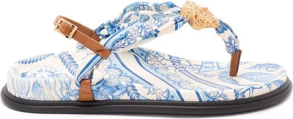 Fabric And Calf Leather Sandals