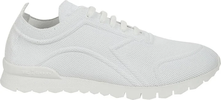 Fabric-Textured White Sneakers With Logo Tongue