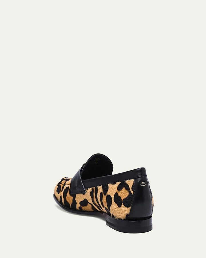 Facile Leather Leopard Penny Loafers - Image 2