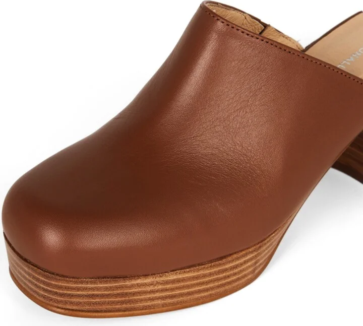 Facts Leather Platform Clog-Brown - Image 3