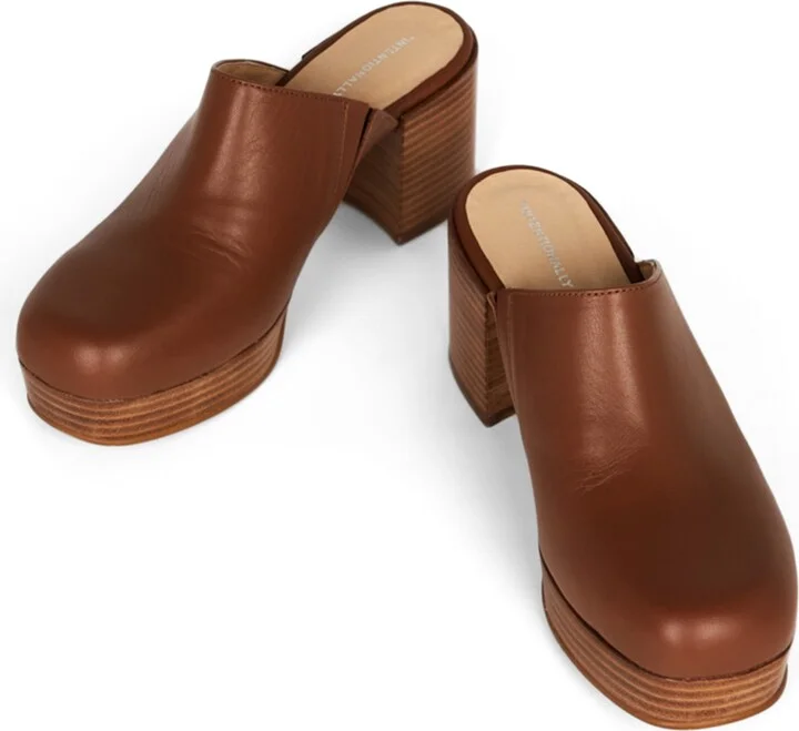 Facts Leather Platform Clog-Brown