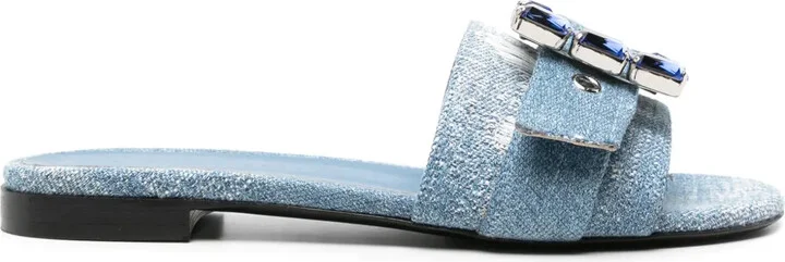 Fade denim slides