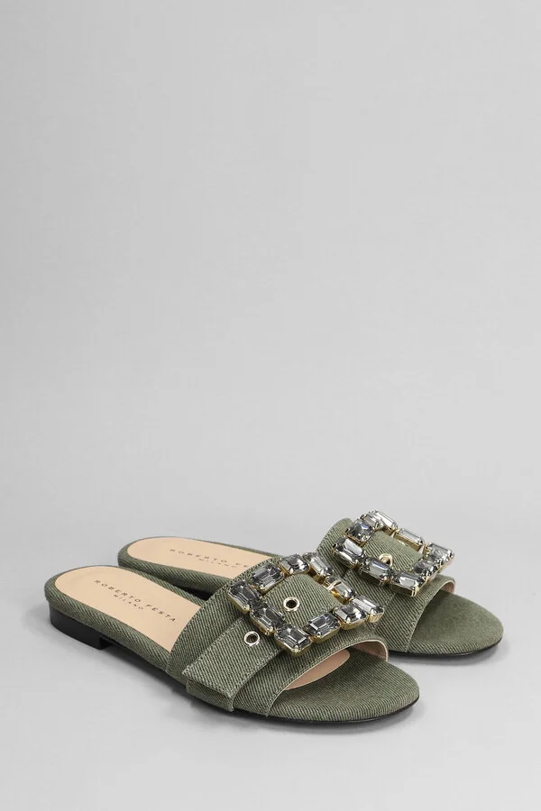 Fade Flats In Khaki Denim - Image 2