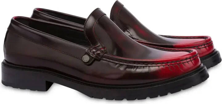 Faded-Effect Leather Loafers - Image 2