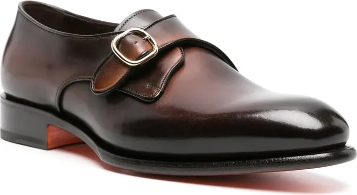 Faded-Effect Leather Monk Shoes - Image 2