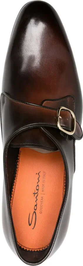 Faded-Effect Leather Monk Shoes - Image 4