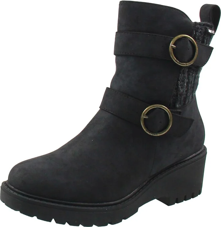 Fainley Faith Womens Buckle Faux Leather Chelsea Boots