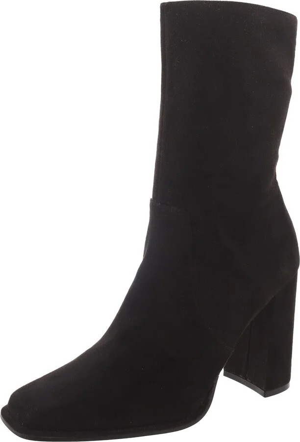 Fairy Womens Faux Suede Square Toe Mid-Calf Boots