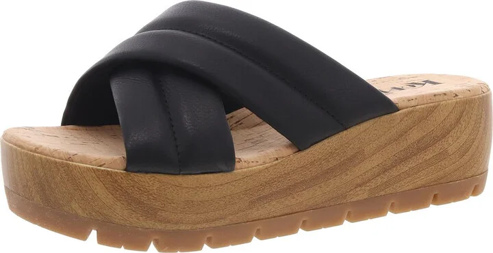 FAITHE Womens Criss-Cross Manmade Wedge Sandals