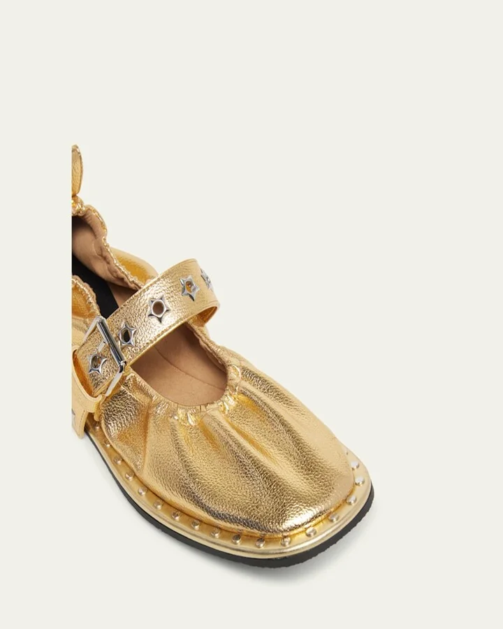 Falabella Metallic Vegan Buckle Ballerina Flats - Image 2