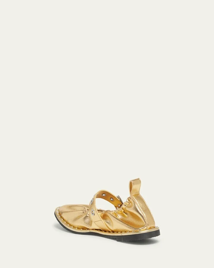 Falabella Metallic Vegan Buckle Ballerina Flats - Image 5