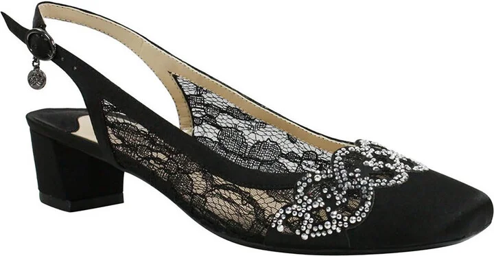 Faleece Womens Rhinestone Slingback Heels