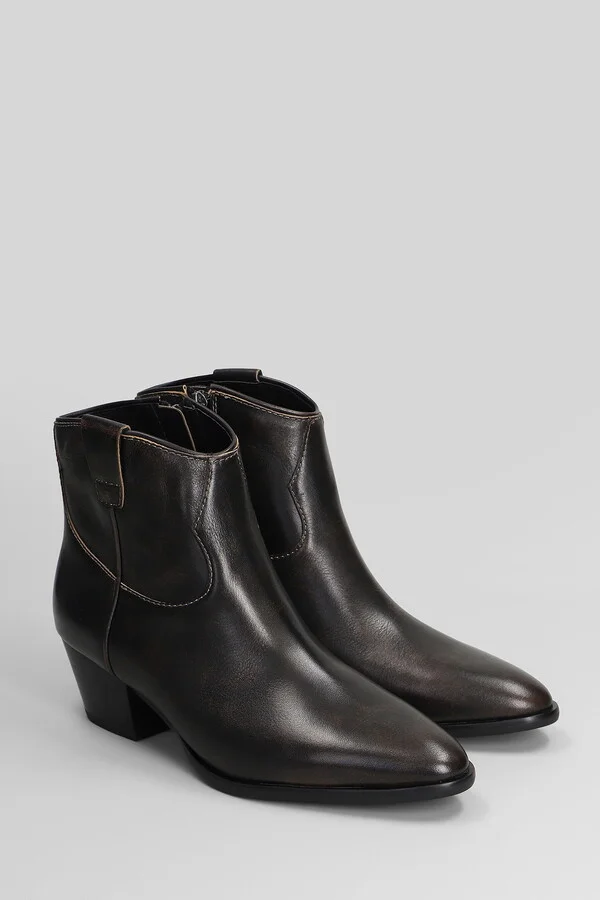 Fame Texan Ankle Boots In Black Leather - Image 2