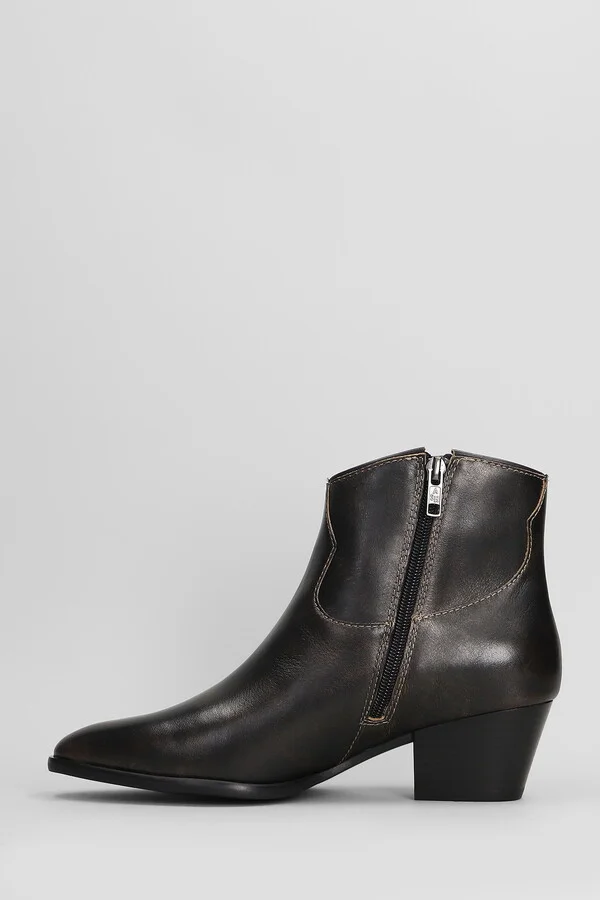 Fame Texan Ankle Boots In Black Leather - Image 3