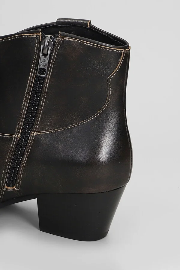 Fame Texan Ankle Boots In Black Leather - Image 5